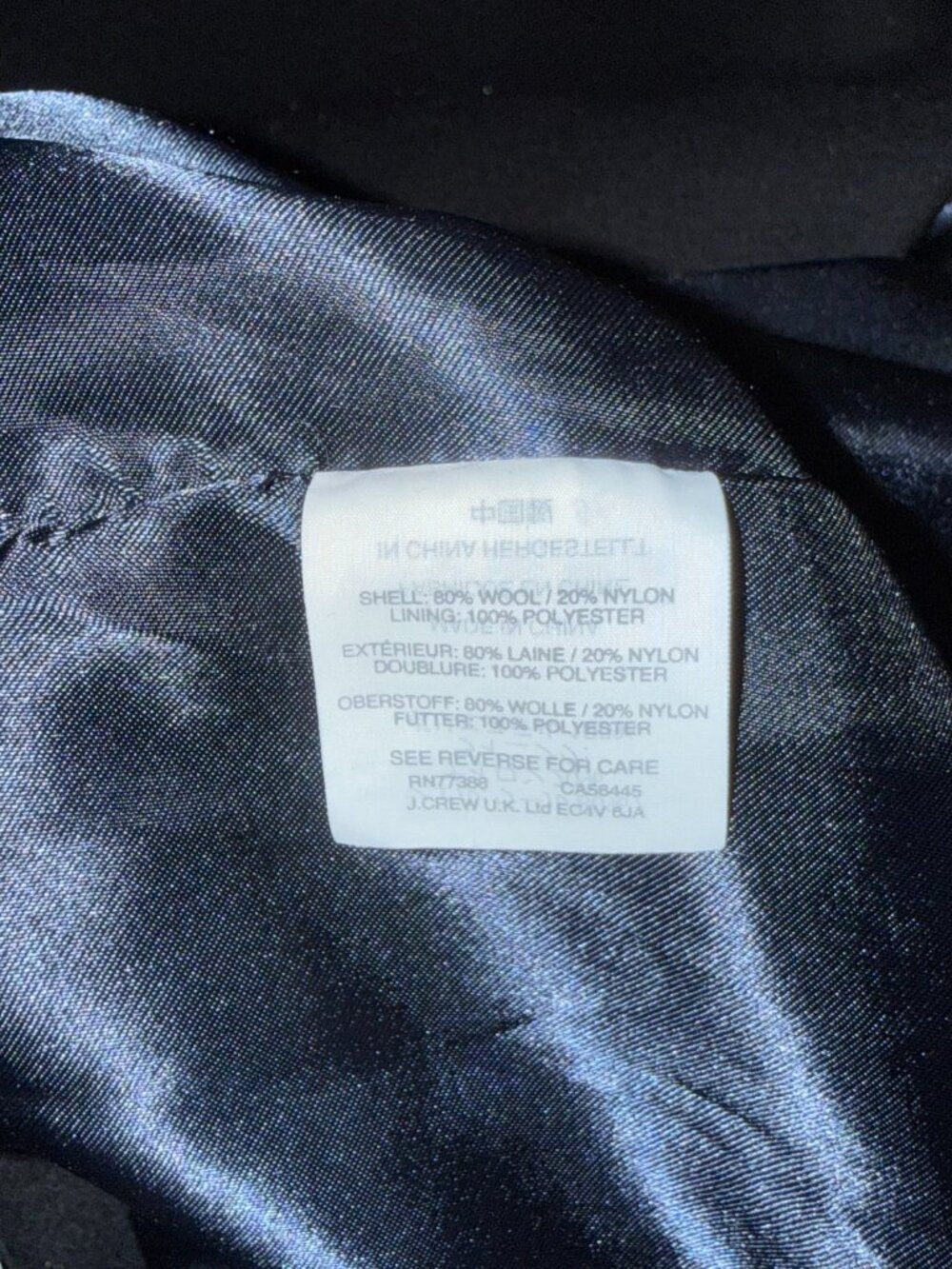 J. Crew Collection Embellished Italian Wool Dark Blue Cocoon Coat Size 10 - Picture 6 of 7